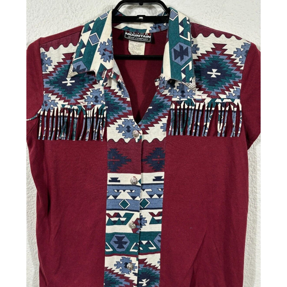 Vintage Western Shirt Womens Medium Southwest Short Sleeve Multicolor Button Up - Picture 6 of 11